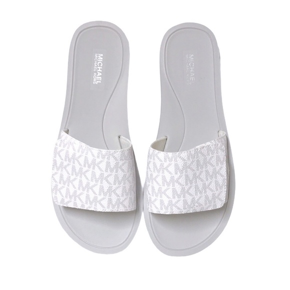 MICHAEL Michael Kors Shoes - New MICHAEL KORS Women’s Logo White Slide Sandals